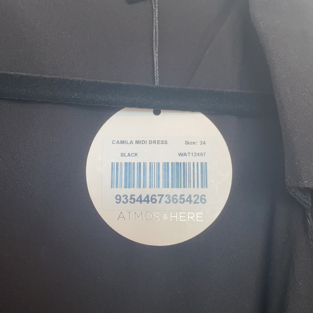 SALE ✨ Atmos&Here Iconic Brand Black midi wrap around button dress size 24 NWT - Picture 7 of 9